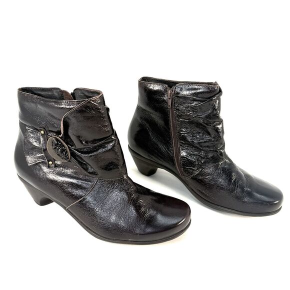 Naot Boot Size 11.5 EU 42 Dark Burgundy Brown Ankle Side Zip Chelsea Slouch - Picture 3 of 10